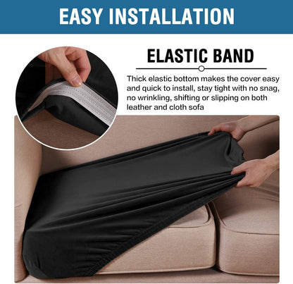 H.VERSAILTEX Velvet Stretch Couch Cushion Cover Plush Cushion Slipcover for Chair Loveseat Sofa Cushion Furniture Protector Seat Cushion Sofa Cover (3 Piece Sofa Cushion Covers, Black)