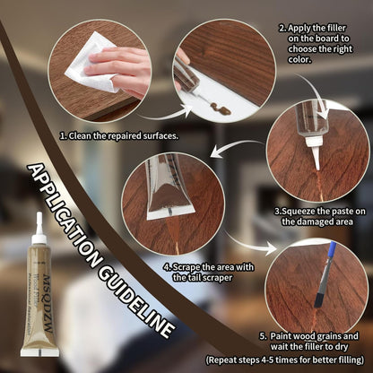 Wood Repair Kit, 13Pcs Wood Fillers, Furniture Repair Kit Scratch Cover for Wood Cracks, Stains, Discoloration for Furniture, Table, Door, Cabinet, Floor Wood Touch Up Wood Stain Paint, Gray