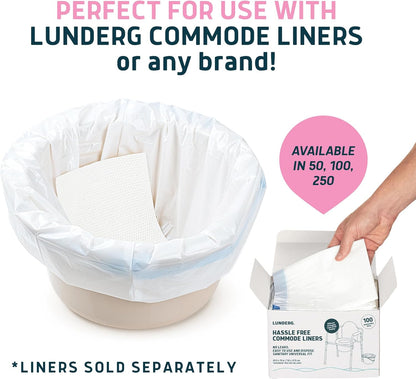 Lunderg Rose Scented Super Absorbent Commode Pads - Medical Grade Value Pack 100 Count - for Disposable Bedside Commode Liners, Adult Chairs, Portable Buckets & Camping Toilet Bags - Light Scent