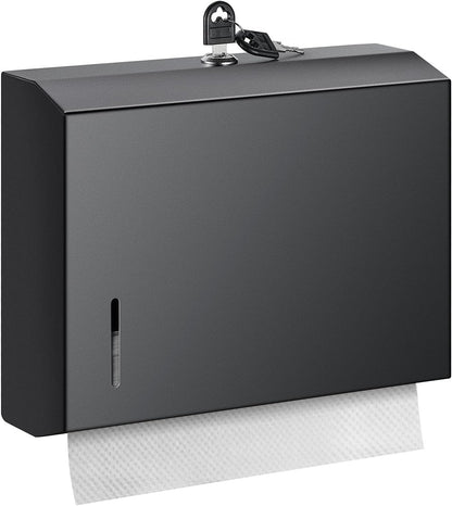 Wall Mounte Commercial Paper Towel Dispensers, 10.4" L x 3.3" D x 8.3" H, Stainless Steel C-Fold Multifold Hand Paper Tissue Holder with Lock