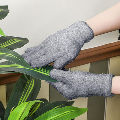 Patelai 3 Pairs Microfiber Plant Dusting Gloves Leaf Cleaning Gloves for Indoor Plants, Blinds, Furniture, House(Small,Dark Blue, Gray, Khaki)