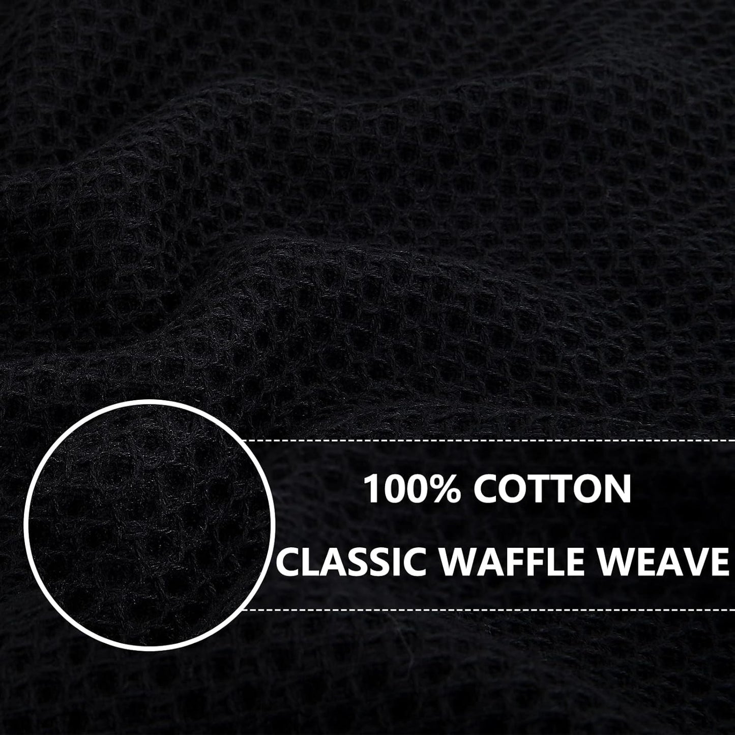 Homaxy 100% Cotton Waffle Weave Kitchen Dish Towels, Ultra Soft Absorbent Quick Drying Cleaning Towel, 13 x 28 Inches, 8-Pack, Black
