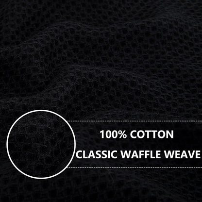 Homaxy 100% Cotton Waffle Weave Kitchen Dish Cloths, Ultra Soft Absorbent Quick Drying Dish Towels, 12 x 12 Inches, 6-Pack, Black