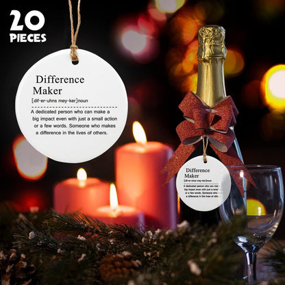 Thank You Gifts for Women Men - 10 Pcs Appreciation Gift for Teacher Boss Leader Coworker New Job Gifts Difference Maker Definition Decorative Ceramic Ornament Set