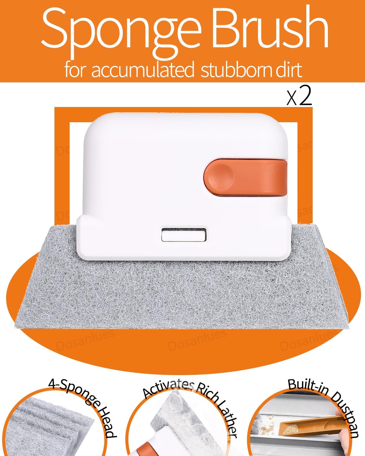 Groove Gap Cleaner Tools Set, 8 Pcs Hand-held 2 Brush with Dustpan&tweezer + 2 Sponge Brush with Dustpan + 2 Replacement Sponges +2 crevice brushes for Sliding Door, Sill, Tile Lines, Track, Car Vents