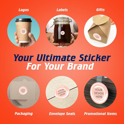 100 Custom Vinyl Stickers - Upload Your own Image, Text, Design, Logo - Personalized Logo Labels for Handmade, Packaging, Bottle, Jars, Candle, Brand Stickers (Peach, 1x1)