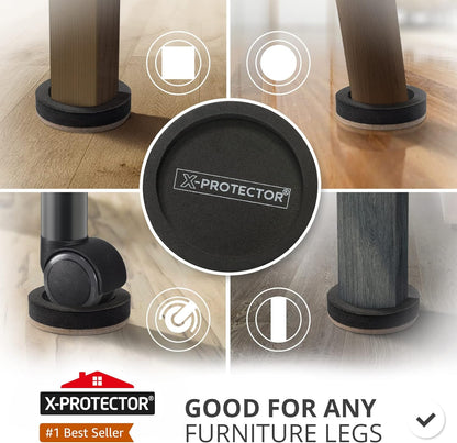 Felt Furniture Sliders for Hardwood Floors X-PROTECTOR 8 PCS 4 3/4” - Furniture Slider with Unique Design - Heavy-Duty Furniture Movers for Hard Surfaces - Felt Sliders - Move Your Furniture Easily!