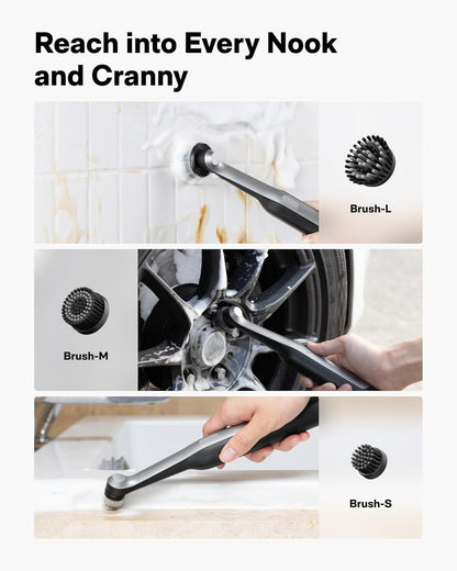 HOTO Wand™ Cordless Spin Scrubber, Electric Rechargeble Grout Cleaning Brush, IPX7 Waterproof Bathroom Scrubber, 12 Replaceable Brush Heads Version Power Scrubber for Grout, Tiles, Corners, Crevices