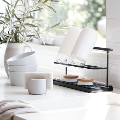 Selegna Diatomite Sponge Holder - Quick Dry Kitchen Sink Organizer - Fast Absorbing Stone Drying Caddy -Dish Sponge Holder for Kitchen Sink, Diatomaceous Earth Sponge Holder (Brown, Large)