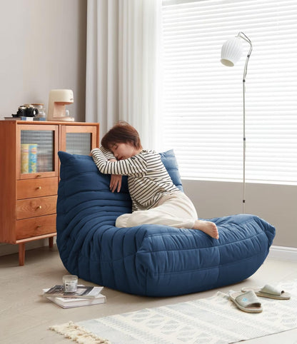 Modern Living Room Chair, Big Bean Bag Adult Floor Sofa, Togo Recliner Memory Foam Lazy Couch Suitable Balcony for Fireside Chair (White)