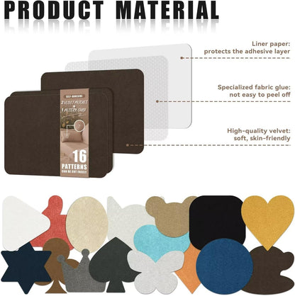 Azobur Fabric Couch Repair Patch 8.3 x 11 inches,Self-Adhesive Fabric Repair Patch for Furniture,Handbag,Sofa,Car Seats-(Dark Brown)