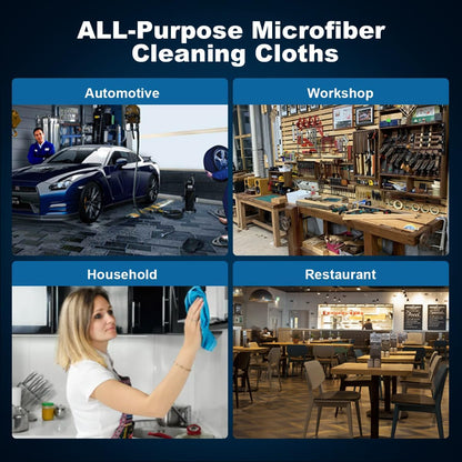 Shop Towels, 100 Sheets Microfiber Cleaning Cloth Commercial Grade Washcloths Lint-Free Bulk Shops Rags for Cars Mechanic Restaurant Garage Housekeeping, 11"x 9", Blue