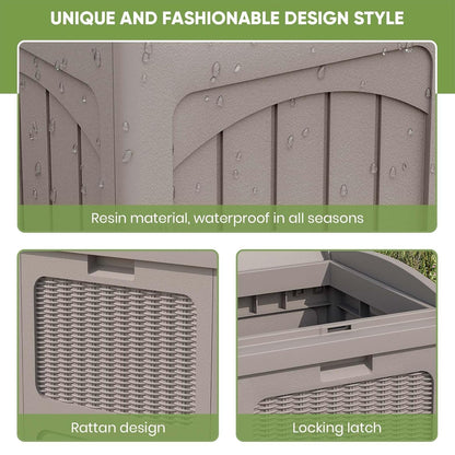 Patiowell 36 Gallon Outdoor Trash Can, Resin Outdoor Garbage Can with Lid for Patio, Backyard, Deck, Light Brown （2 Pack）