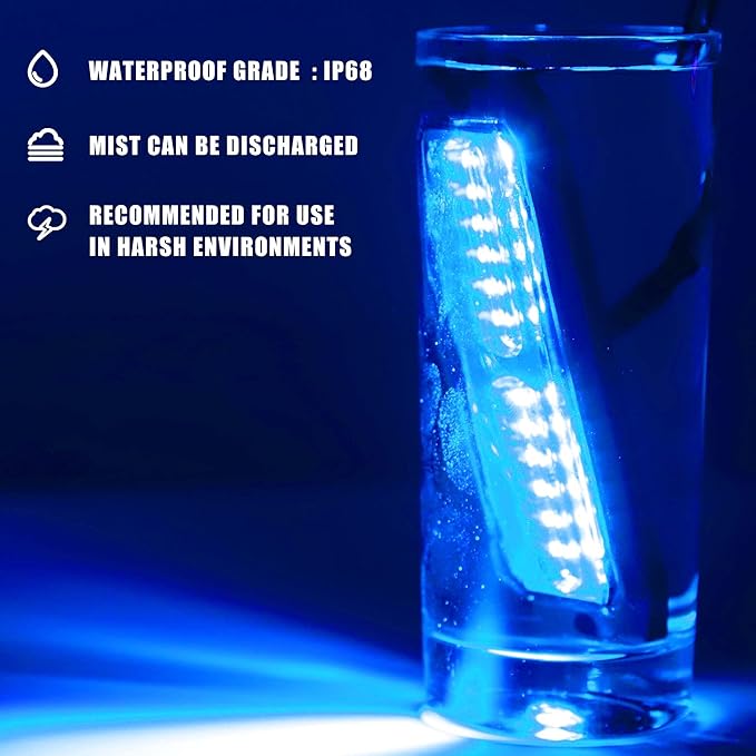 WINECO 8pcs 12 LED Surface Mount Strobe Lights, Firefighter Blue Grill Grille Emergency Warning Flashing Cop Lights Police Light Assemblies for Trucks Vehicles