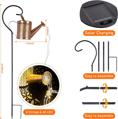 Solar Watering Can Light - Solar Yard Decorations Outdoor,Garden Decor Lights for Yard,IP65 Waterproof Hanging Lantern Lights,Outside Garden Flower Bed Decor Light for Moms Birthday