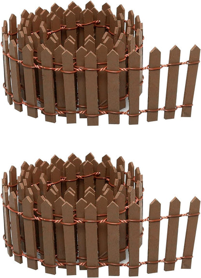 35 Inch Miniature Fairy Garden Fence DIY Wood Decorative Ornament Fence for Dollhouse Succulent Plant Pot Studio Scenes, 2 inch Height Pack of 2