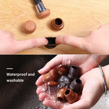 24 PCS Extra Small Silicone Chair Leg Floor Protectors with Felt, Chair Leg Caps, Felt Furniture Pads, Floor Protectors for Chair, Table Chair Leg Covers Cups, No Scratches (Fit 0.5"-0.8", Dark Brown)