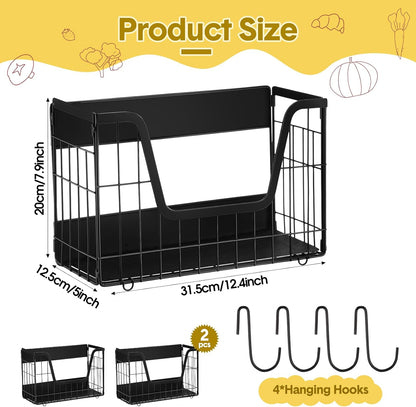 2 Pack Magnetic Shelf for Fridge Fruit Storage Container Fridge Magnetic Baskets Fruit Potato Onion Storage Bins, Pantry Organizer Refrigerator, Kitchen Counter, Cabinet, 12.4 x 7.9 x 5 Inch