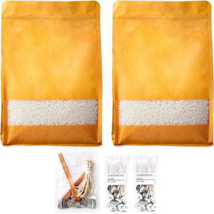 chaoxinge 5 lbs Natural Organic Soy Wax Kit | Additive-Free, Pure & Non-Toxic | Long-Lasting 360-Hour Burn Time | DIY Candle Making Set