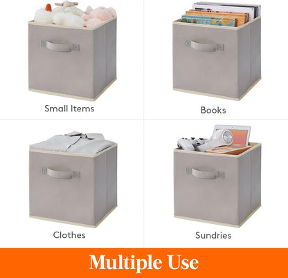 Lifewit Collapsible Fabric Storage Cubes Bins Set 11 Inch, Foldable Cubby Organizers Boxes, 6 Pack Organizing Baskets for Shelf, Closet, Utility Room, Storage Room, 18L Light Gray