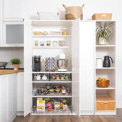 HOLDN’ STORAGE Heavy-Duty Premium Collection Pull Out Cabinet Organizer, Cabinet Drawer Slide Outs, Lifetime Limited Warranty - Basket Size 14" W x 21" D x 5" H, Anti-Rust Chrome Finish