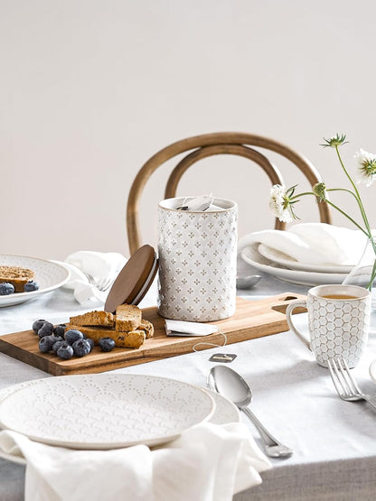 LE TAUCI Food Storage Containers with Airtight Lids, 78/25 oz Ceramic Sugar Canisters Sets, Embossed Large Jars for Pasta, Oats, Coffee Bean, Cookies, Rice, Grains, Tea - Set of 2, Clover