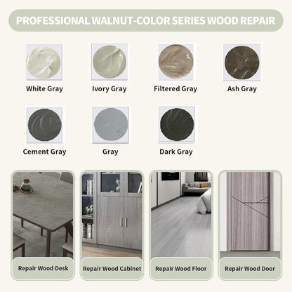 Wood Repair Kit, 13Pcs Wood Fillers, Furniture Repair Kit Scratch Cover for Wood Cracks, Stains, Discoloration for Furniture, Table, Door, Cabinet, Floor Wood Touch Up Wood Stain Paint, Gray