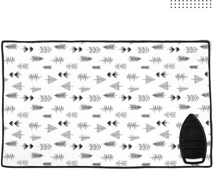 Encasa XO Ironing Mat/Pad (Large 48"x28") with 3mm Padding & Silicone Iron Rest for Steam Pressing on Tabletop or Bed - Heat Resistant, Portable, Quilting & Travel Blanket - Black Arrow