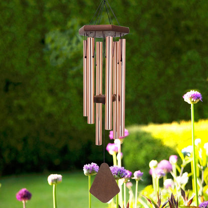 Memorial Wind Chimes for Outside, Wind Chime Outdoor Deep Tone, Sympathy Wind-Chime Personalized with 6 Tuned Tubes, Elegant Chime for Garden Patio Balcony and Home Gold