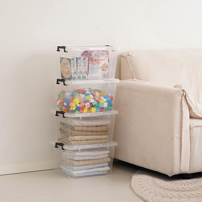 Citylife 22 QT Clear Plastic Storage Bins with Lids Stackable and Nestable Storage Boxes with Lids Large Plastic Storage Containers for Garage, Closet, Kitchen, 4 Packs