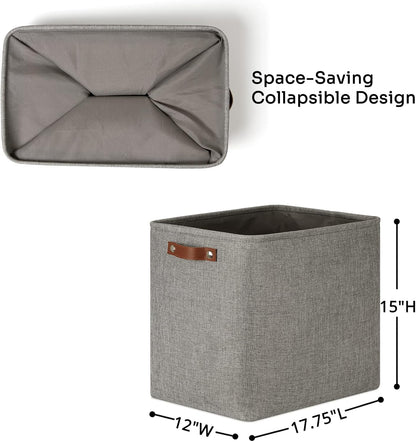 DULLEMELO Grey Storage Baskets 2 Pack Extra Large Fabric Shelf Baskets for Organizing, Closet, Clothes, Toys, Bedroom