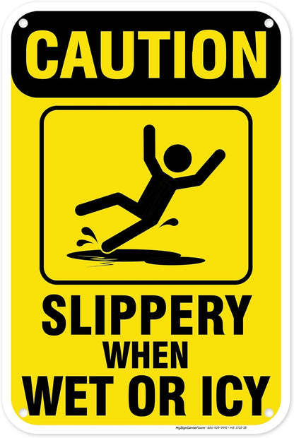 Caution Slippery When Wet Sign or ICY Sign, 12"x18" Polyethylene, Indoor/Outdoor Use, USA MADE By My Sign Center