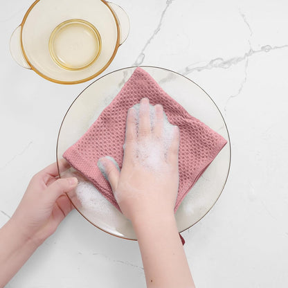 Homaxy 100% Cotton Waffle Weave Kitchen Dish Cloths, Ultra Soft Absorbent Quick Drying Dish Towels, 12 x 12 Inches, 8-Pack, Dried Rose
