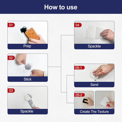 8.6oz Drywall Patch Repair Kit - Professional All-in-1 Tool Set (Scrapers/Sandpaper/Texture Sponge/Gloves/ Aluminum Patches) for Fast Wall Hole Repair