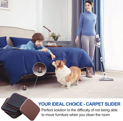 Furniture Sliders, 16pcs 3.5 inch Square Furniture Moving Kits Carpet Sliders for Moving Furniture, Heavy Duty Furniture Movers - Protect The Surface of Carpet, Easily Move Any Items