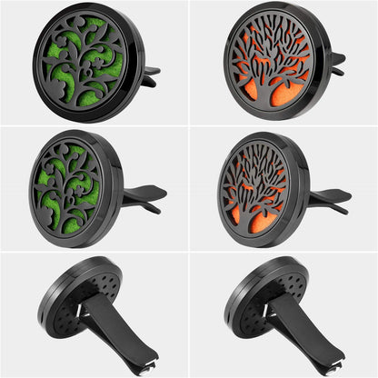 2 Pieces 316L Stainless Steel Car Aromatherapy Essential Oil Diffuser Air Freshener Vent Clip Locket with 48 Pieces Replacement Felt Pad for Christmas Valentine’s Day Giving (Tree and Cloud Tree)