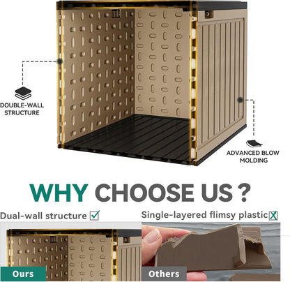 YITAHOME 90 Gallon Double-Wall Deck Box with Side Handles, Outdoor Large Storage for Patio Furniture Cushions, Garden Pool Accessories, Water Resistant & Lockable