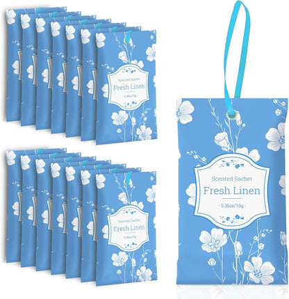 SCENTORINI Scented Sachets for Drawers and Closets, Linen Scent 14 Pack, Long-Lasting Sachets Bags Wardrobe Freshener, for Shoe Wardrobe, Cupboard