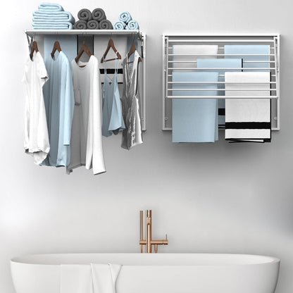 2 Pcs Wall Mount Clothes Drying Rack 26 X 31.5 Laundry Room Organizer Laundry Drying Rack Foldable Stainless Steel Drying Rack Clothing Space Saver Laundry Rack for Hanging Clothes Sock Towel