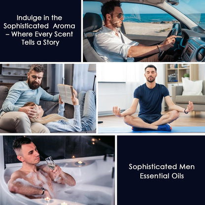 Men Essential Oils Set - TOP 6 Gentlemen's Fragrance Oil for Diffuser, Candle & Soap Making - Tobacco and Bay Leaf, Kentucky Bourbon, Galactic Skies, Scotch Whisky, Birchwood Oud