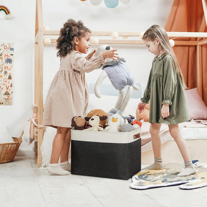 DULLEMELO Storage Bins Large-16"x12"x12" With Leather Handles for Organizing,Decorative Collapsible Storage Baskets for Shelves Closet Home Office (White&Black)