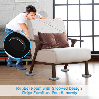 New Upgrade Furniture Sliders, Multi-Surface 3-in-1 Furniture Movers Sliders, Round Moving Pads with 8PCS 4.3" Carpet Sliders+4PCS Hard Floor Socks+1 Lifter, Protect Floor and Easily Move Furniture