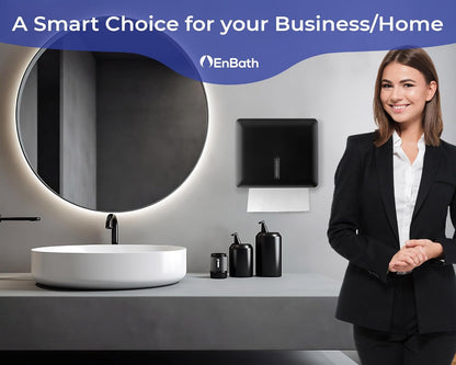 Multifold Paper Towel Dispenser Wall Mount (Black, 2-Pack), Folded Hand Towel Dispenser for Bathroom/Restroom, Commercial Paper Towel Holder, Trifold Paper Towels Dispenser by EnBath