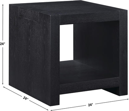 Steve Silver Furniture Aubrey Black End Table, Living Room/Bedroom, Contemporary/Modern Design, Bottom Storage Shelf, Chair Side/Media Table, 24'L x 24" W x 24" H, Black