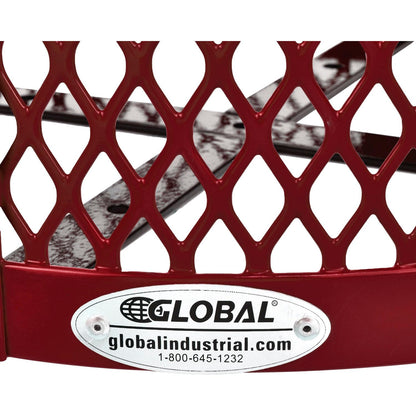 Global Industrial Outdoor Diamond Steel Trash Can with Flat Lid and Plastic Liner, 36 Gallon Capacity, Red, Thermoplastic Coating, 23-1/2" Diameter, 30" H