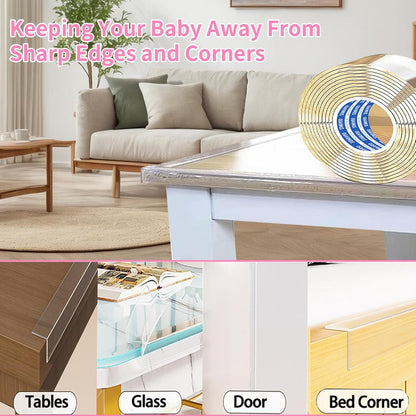 Clear Soft Corner Protectors for Furniture Strip,1.6in x 13FT,Sharp Edge & Table Bumper,Window Edge,Wall Protector, Soft Corner Guards Safe for Proof,Table Corner Protectors in Family