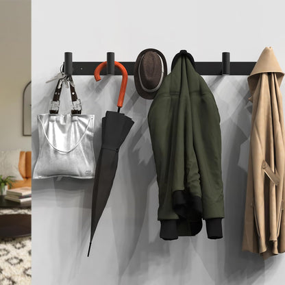 VAEHOLD Black Hat and Coat Wall Mount Rack - 3 Hooks for Robes, Bags, Keys, and Towels - Bathroom Towel Hanger Organizer (2 Pack)