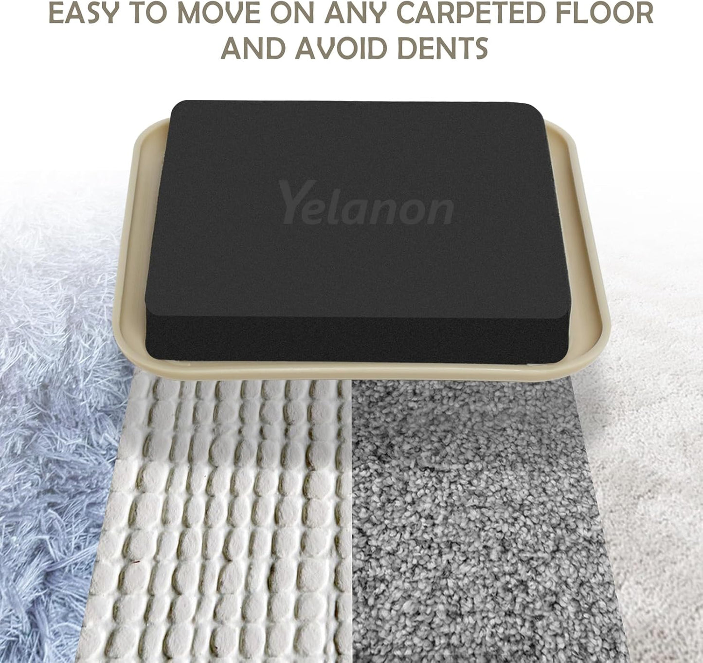 Yelanon Furniture Sliders, 20 pcs-3 1/2” Square Beige Furniture Sliders for Carpet, Furniture Pads for Hardwoods Floors，Furniture Movers Sliders, Reusable Moving Pads, Floor Protectors for Carpet