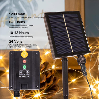 Solar String Lights for Outside,200FT 600 LEDs Solar Fairy Lights,Waterproof 8 Modes Button Outdoor String Light for Patio Garden Backyard Tree Wedding Christmas,Silver Wire,Warm White