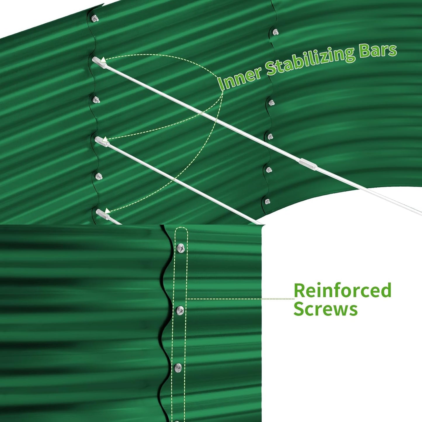 Land Guard 6x3x3ft Oval Galvanized Raised Garden Beds, Large-Capacity Metal Planter Box Outdoor, Durable Deep Raised Garden Bed 3ft Tall, Raised Beds for Gardening Vegetables, Forest Green